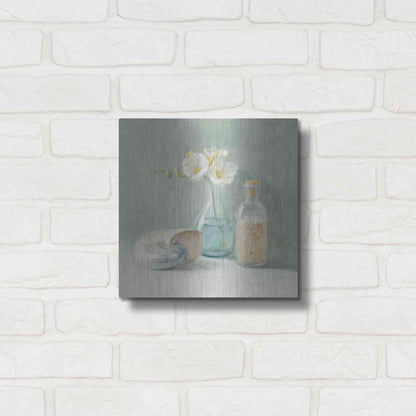 Luxe Metal Art 'Freesia Spa' by Danhui Nai, Metal Wall Art,12x12