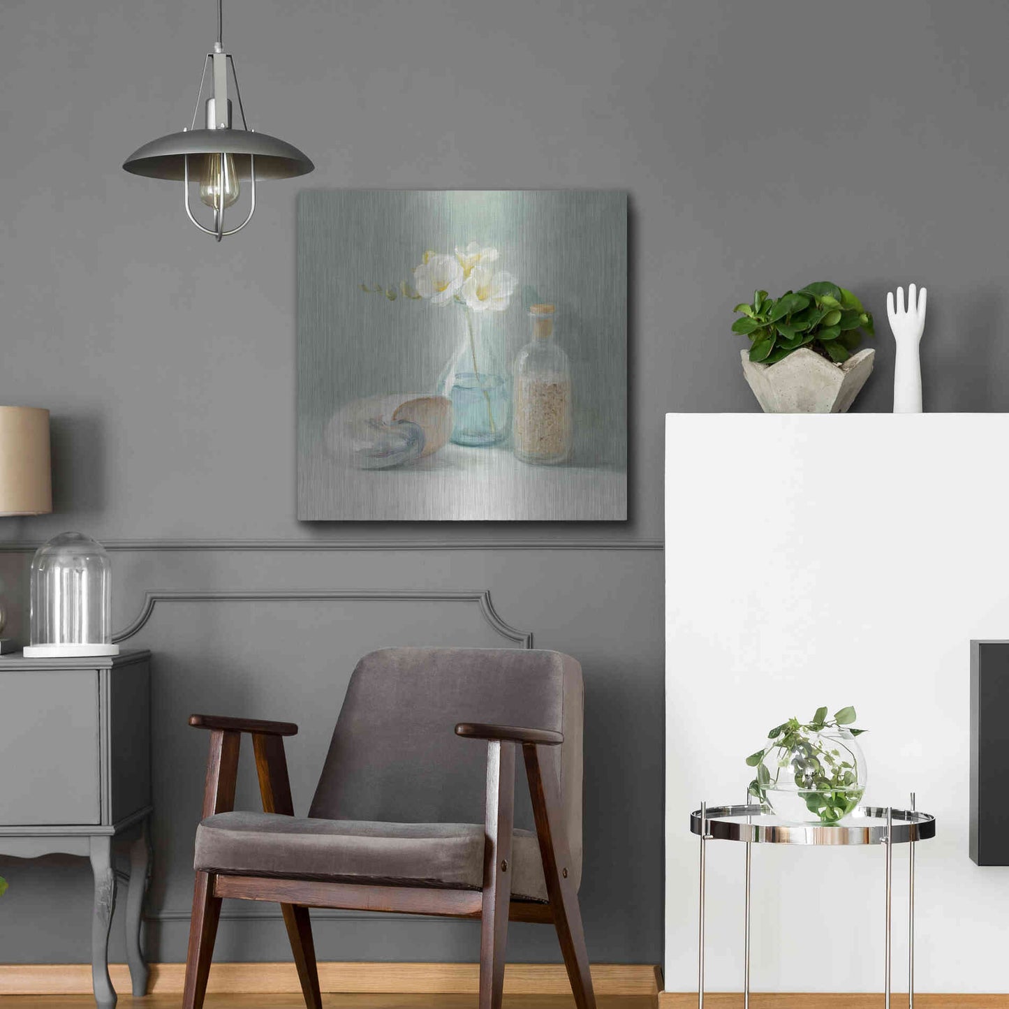 Luxe Metal Art 'Freesia Spa' by Danhui Nai, Metal Wall Art,24x24