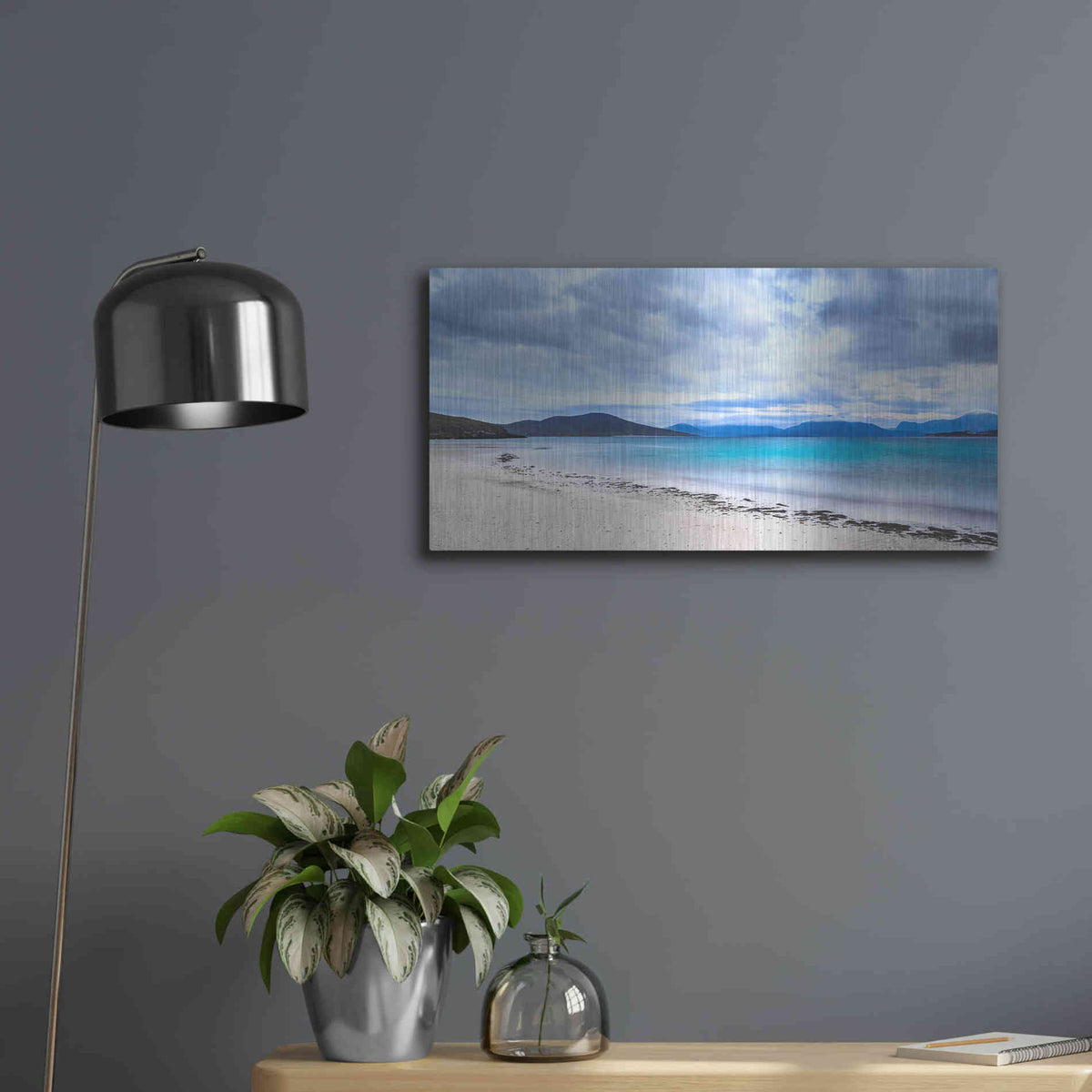 Luxe Metal Art 'Taransay Teal' by Lynne Douglas, Metal Wall Art,24x12