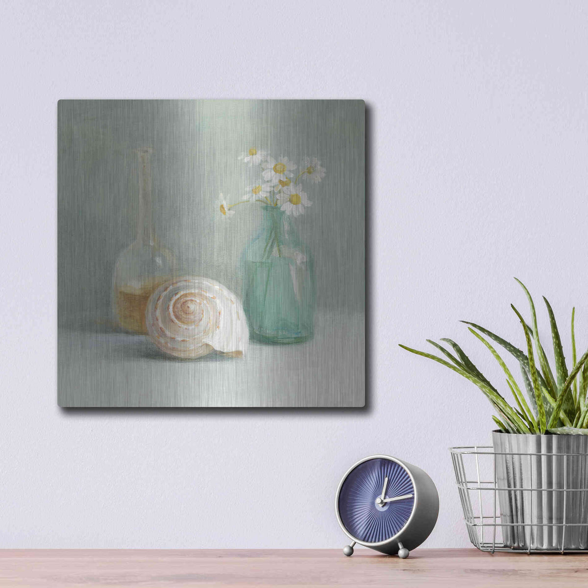 Luxe Metal Art 'Chamomile Spa' by Danhui Nai, Metal Wall Art,12x12