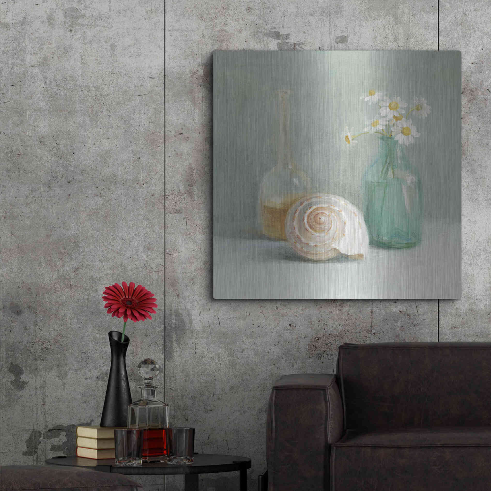 Luxe Metal Art 'Chamomile Spa' by Danhui Nai, Metal Wall Art,36x36