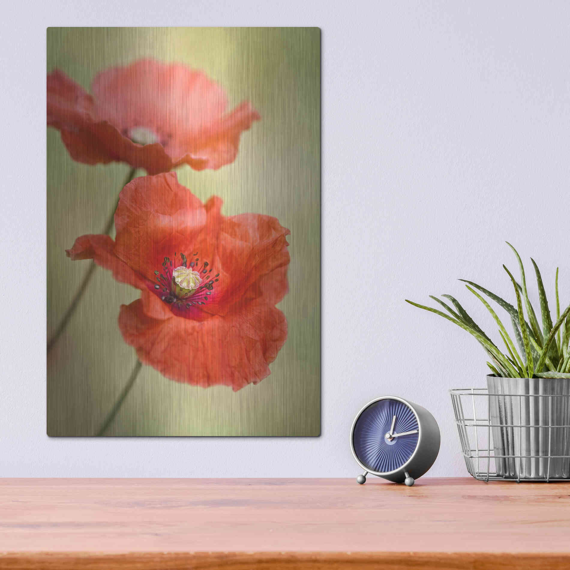 Luxe Metal Art 'Papaver Passion' by Mandy Disher, Metal Wall Art,12x16