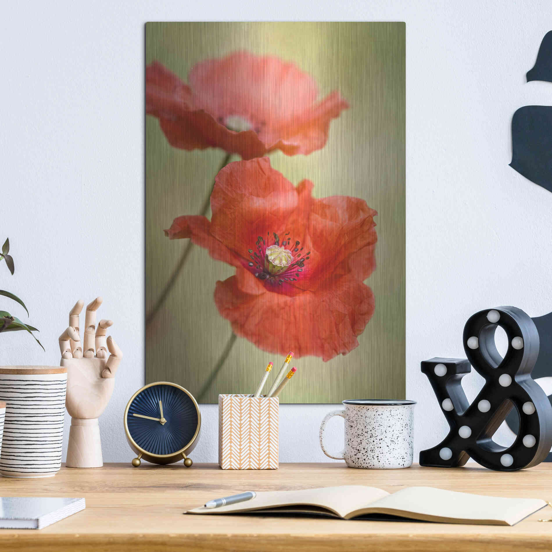 Luxe Metal Art 'Papaver Passion' by Mandy Disher, Metal Wall Art,12x16