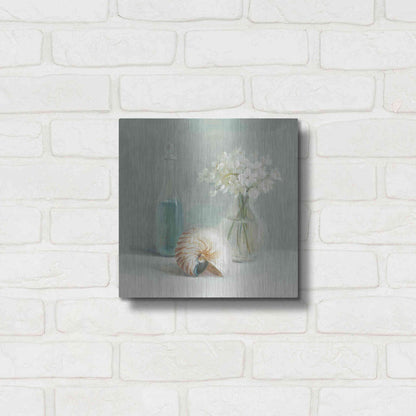 Luxe Metal Art 'White Flower Spa' by Danhui Nai, Metal Wall Art,12x12