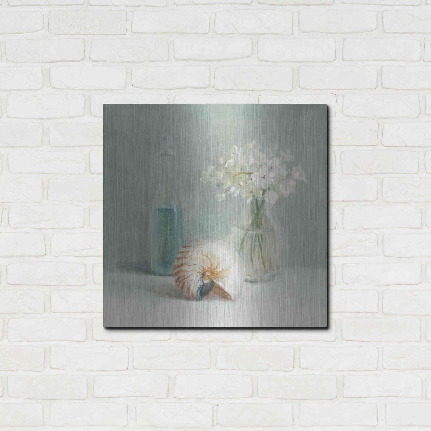 Luxe Metal Art 'White Flower Spa' by Danhui Nai, Metal Wall Art,24x24