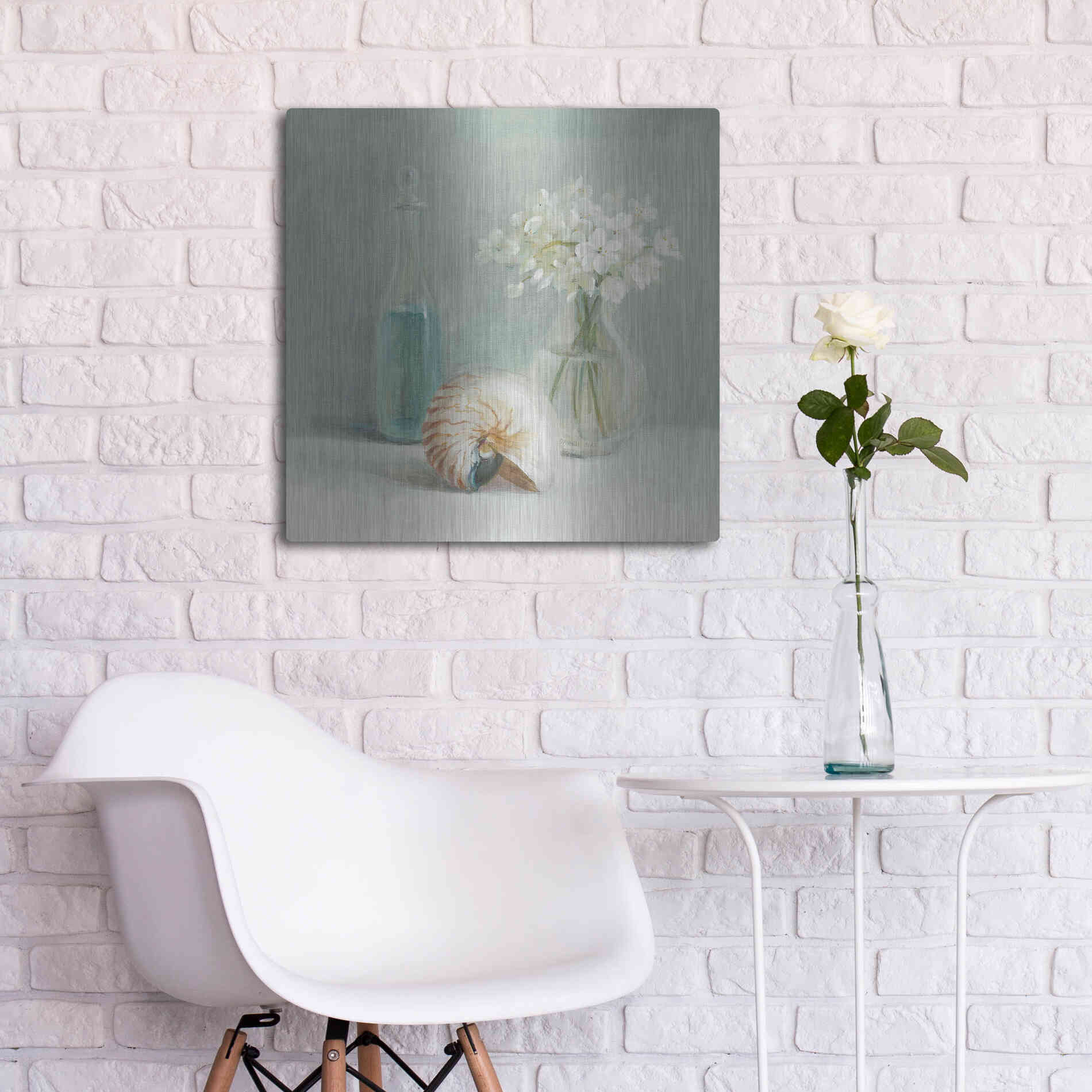 Luxe Metal Art 'White Flower Spa' by Danhui Nai, Metal Wall Art,24x24