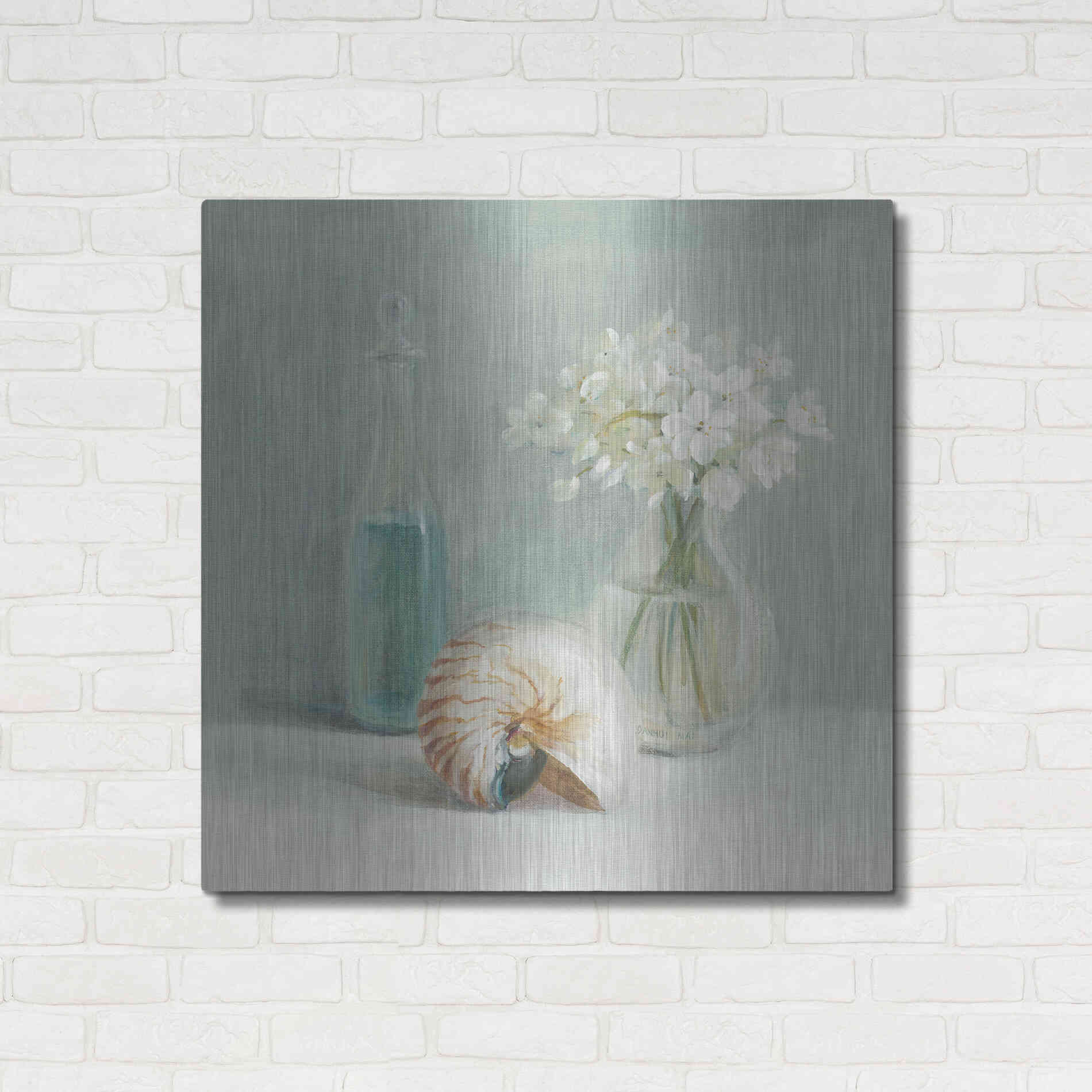 Luxe Metal Art 'White Flower Spa' by Danhui Nai, Metal Wall Art,36x36