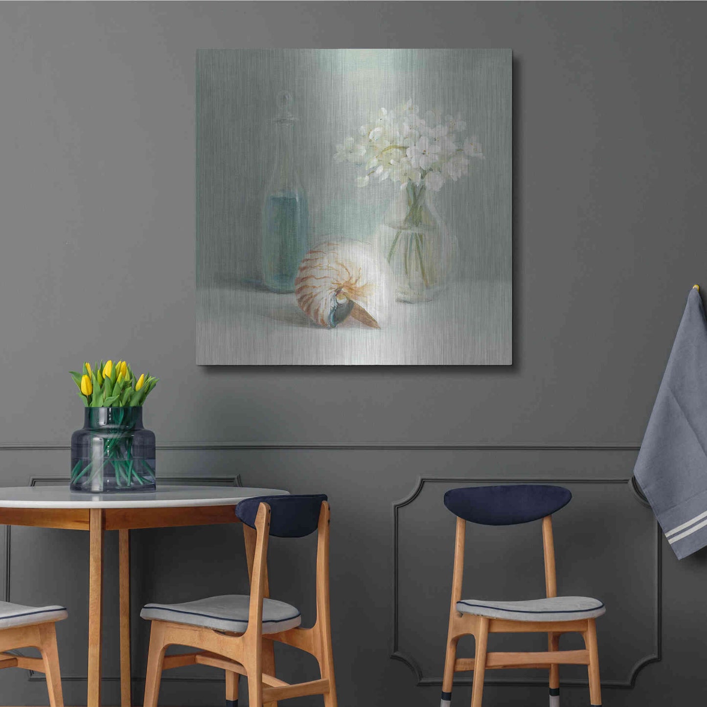 Luxe Metal Art 'White Flower Spa' by Danhui Nai, Metal Wall Art,36x36