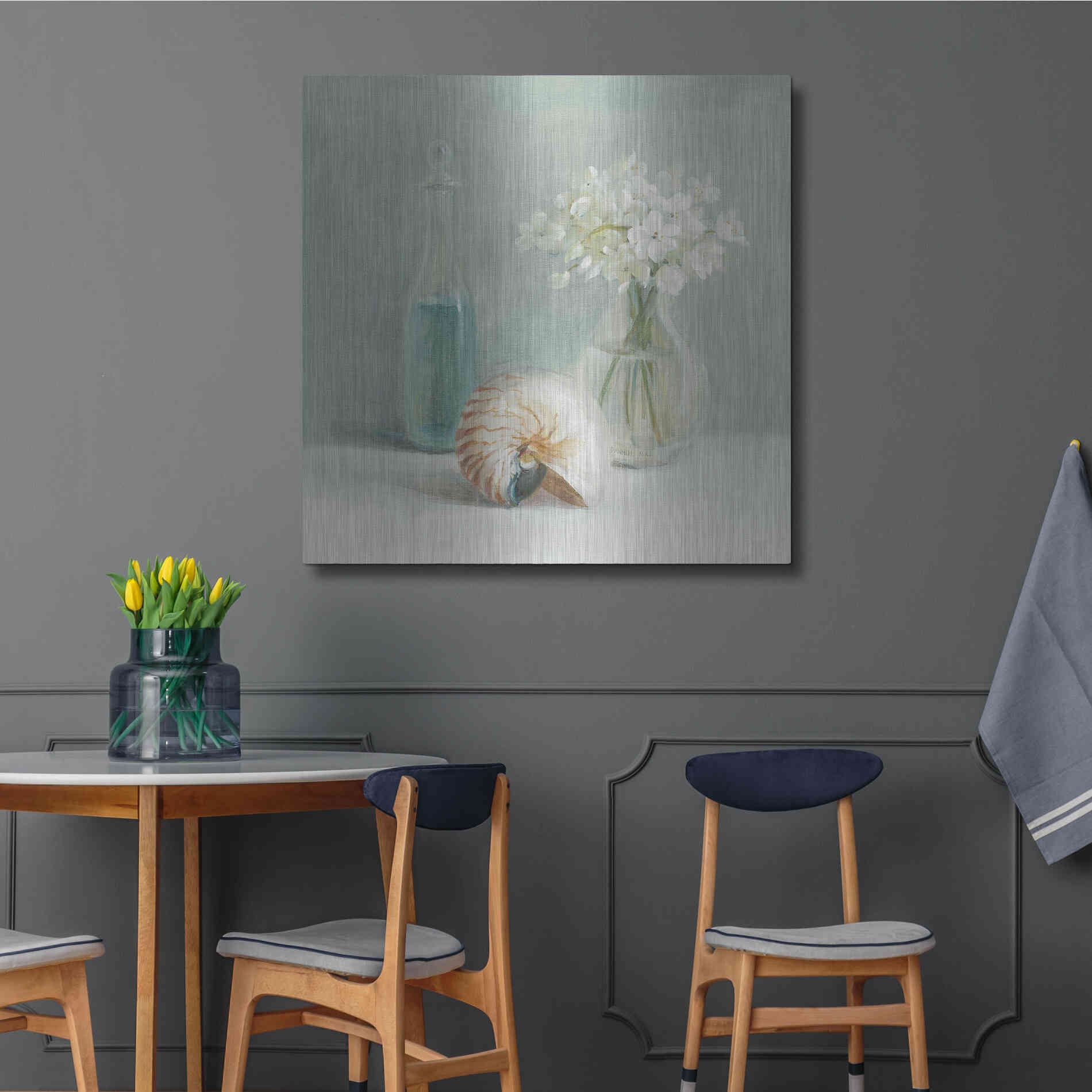 Luxe Metal Art 'White Flower Spa' by Danhui Nai, Metal Wall Art,36x36