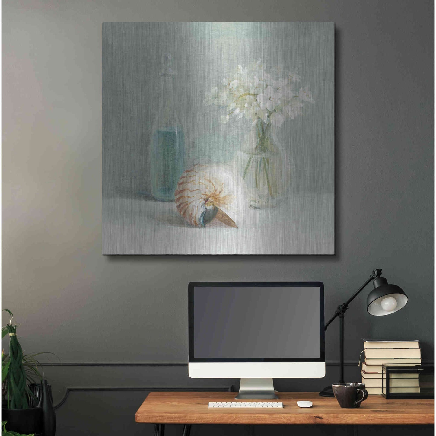 Luxe Metal Art 'White Flower Spa' by Danhui Nai, Metal Wall Art,36x36