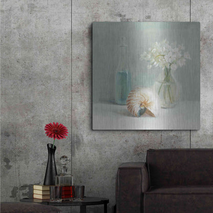 Luxe Metal Art 'White Flower Spa' by Danhui Nai, Metal Wall Art,36x36