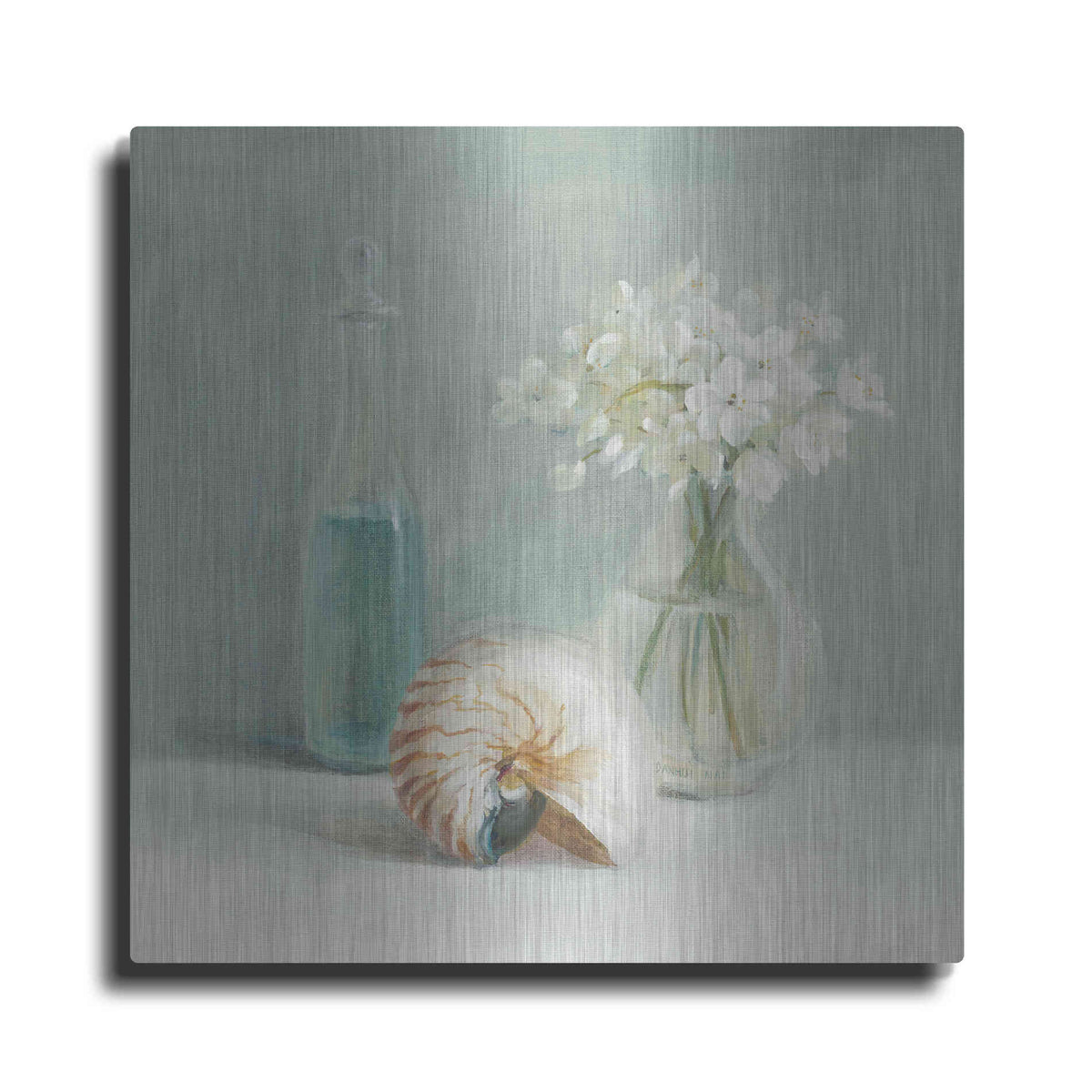 Luxe Metal Art 'White Flower Spa' by Danhui Nai, Metal Wall Art