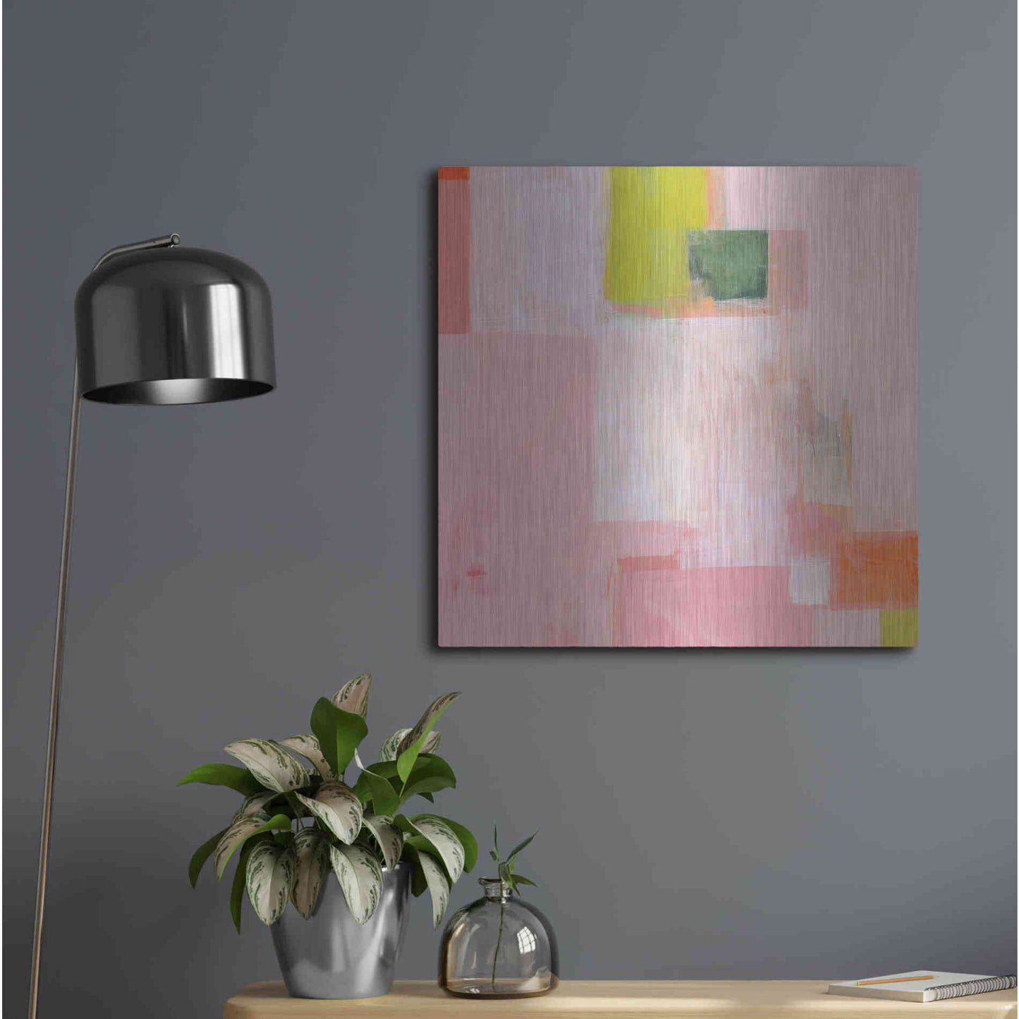 Luxe Metal Art 'Pink Squares' by Melissa Donoho, Metal Wall Art,24x24