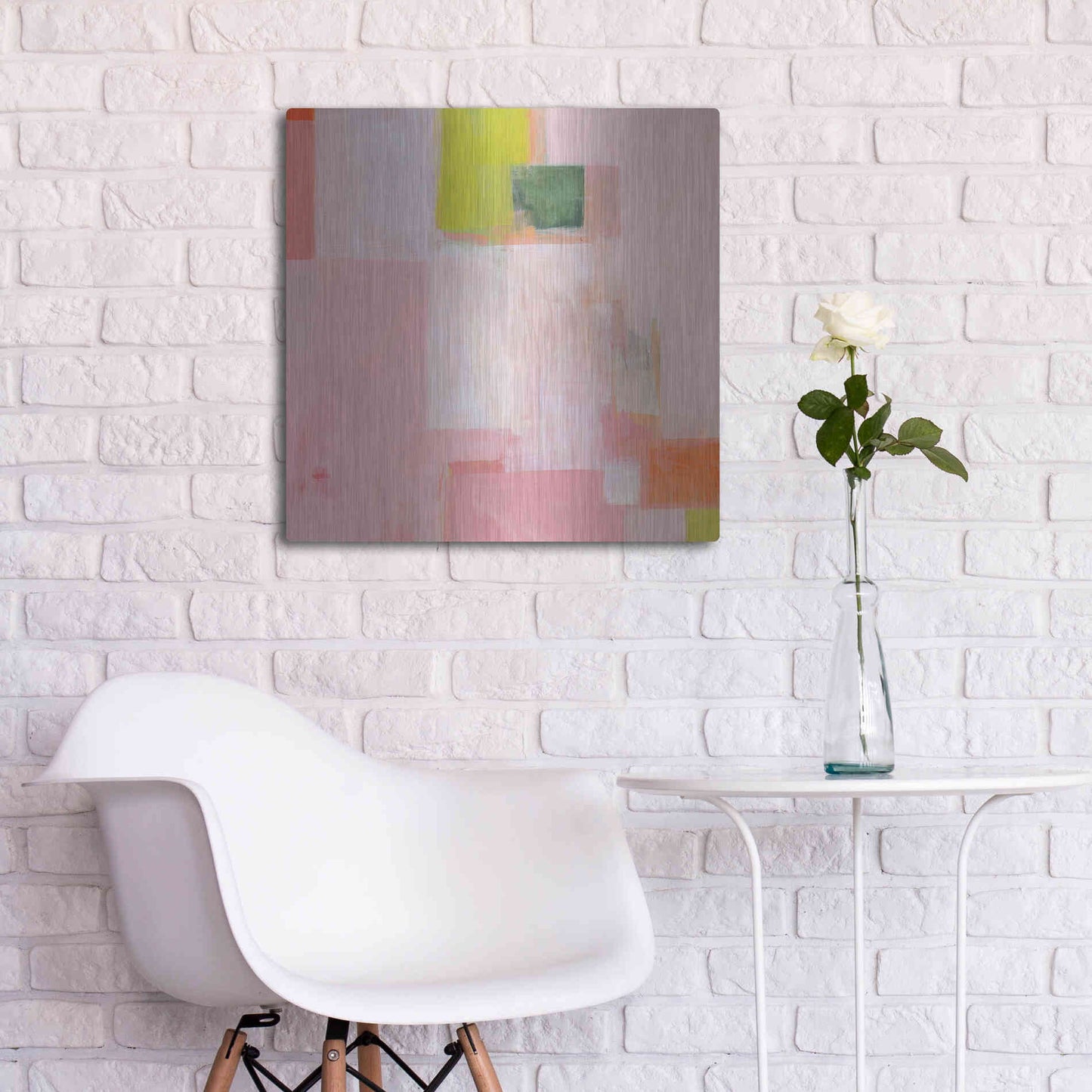 Luxe Metal Art 'Pink Squares' by Melissa Donoho, Metal Wall Art,24x24