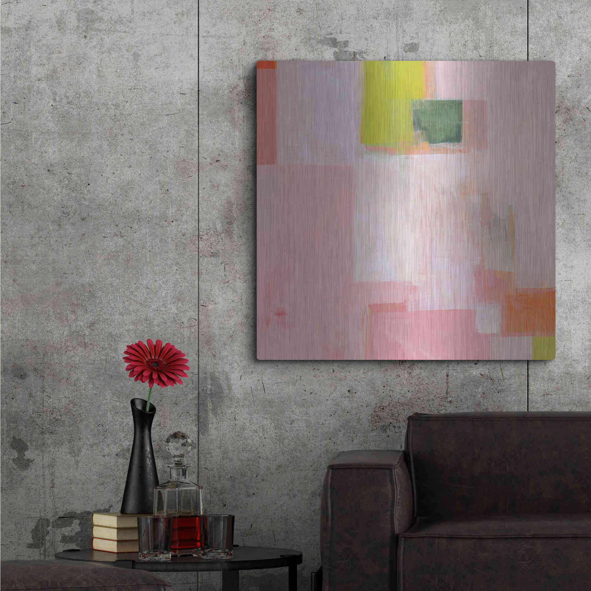 Luxe Metal Art 'Pink Squares' by Melissa Donoho, Metal Wall Art,36x36