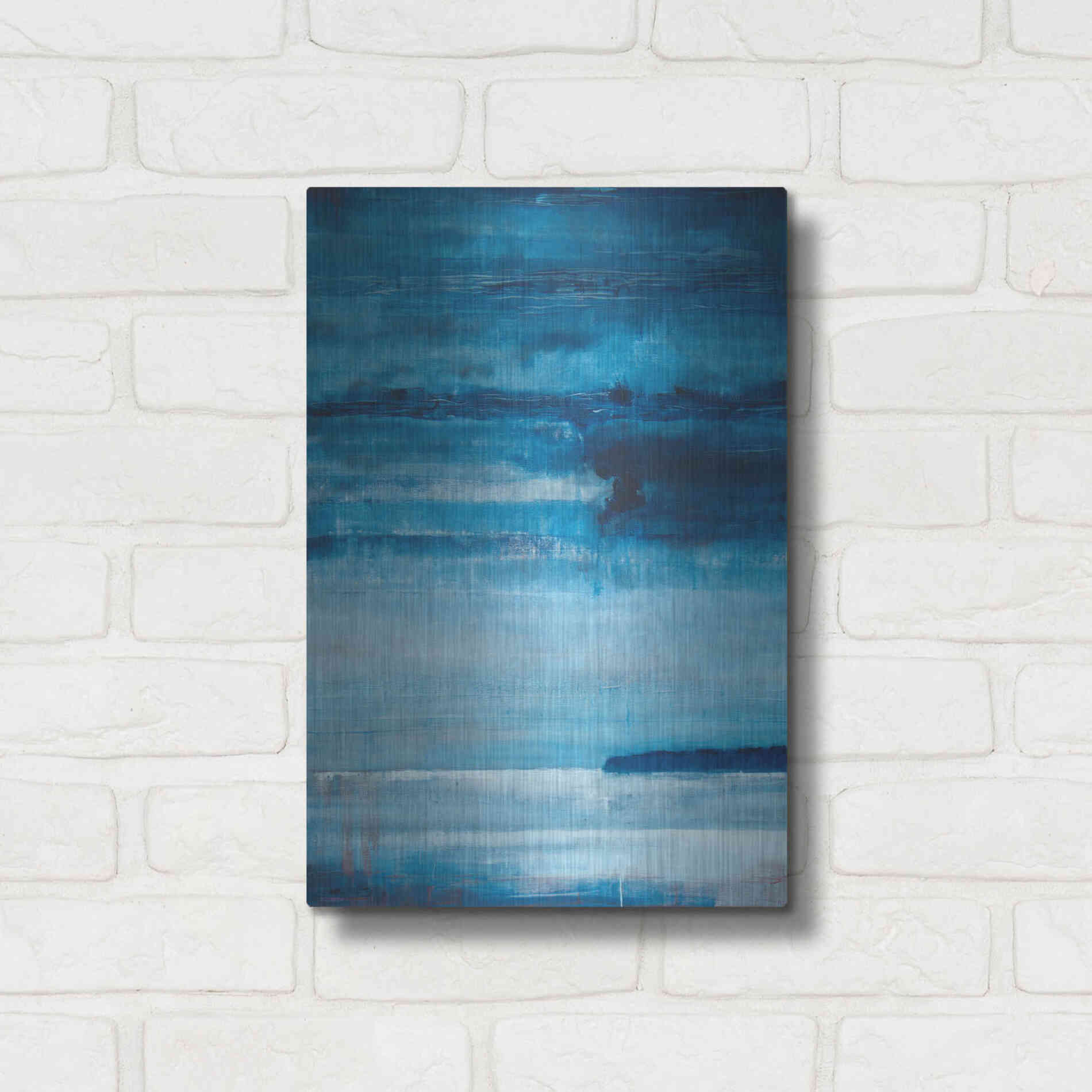 Luxe Metal Art 'Ocean Blue' by Michael A. Diliberto, Metal Wall Art,12x16