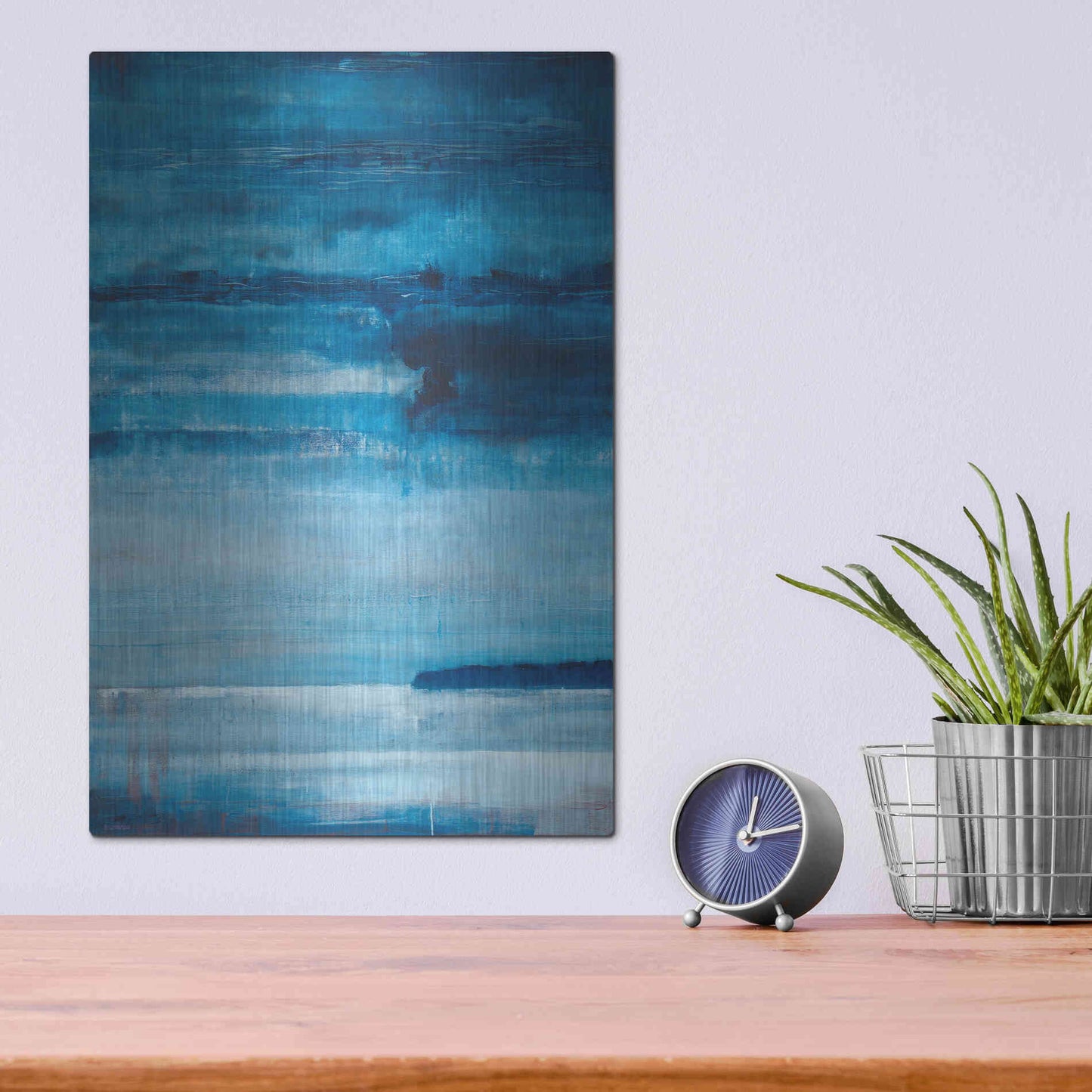 Luxe Metal Art 'Ocean Blue' by Michael A. Diliberto, Metal Wall Art,12x16