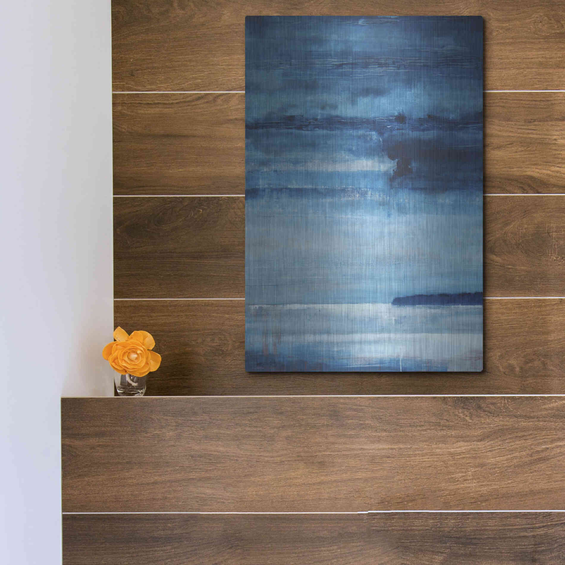 Luxe Metal Art 'Ocean Blue' by Michael A. Diliberto, Metal Wall Art,12x16