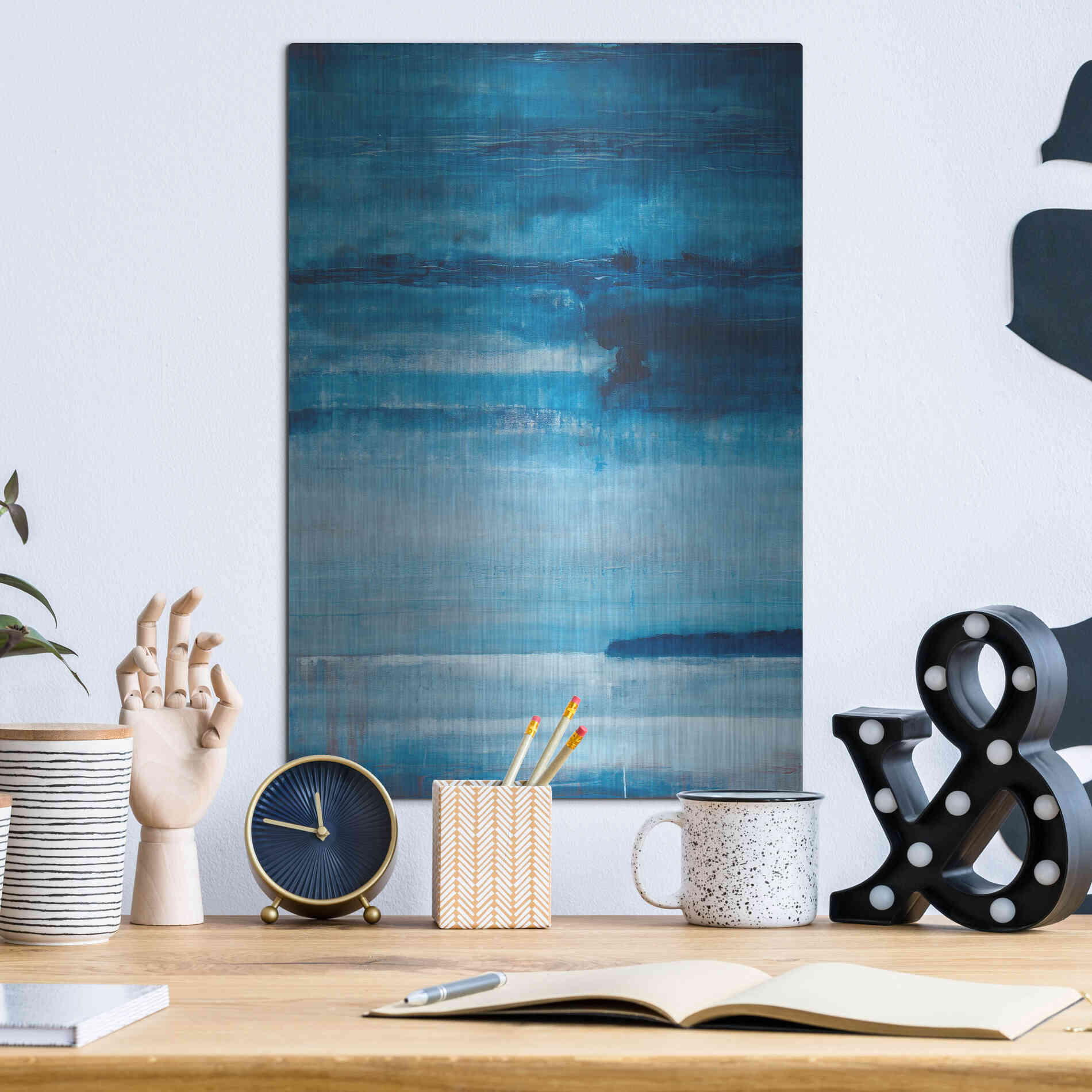 Luxe Metal Art 'Ocean Blue' by Michael A. Diliberto, Metal Wall Art,12x16