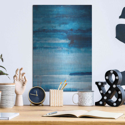 Luxe Metal Art 'Ocean Blue' by Michael A. Diliberto, Metal Wall Art,12x16