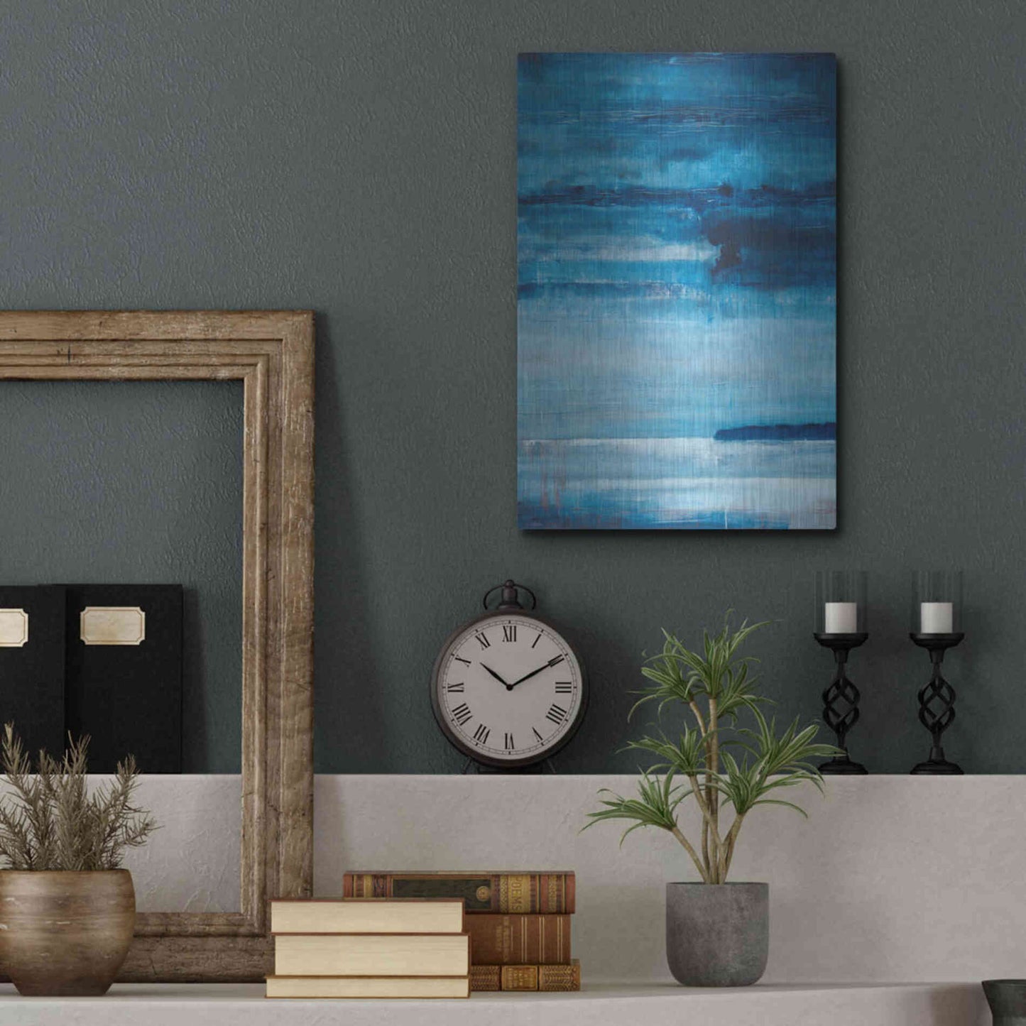 Luxe Metal Art 'Ocean Blue' by Michael A. Diliberto, Metal Wall Art,12x16