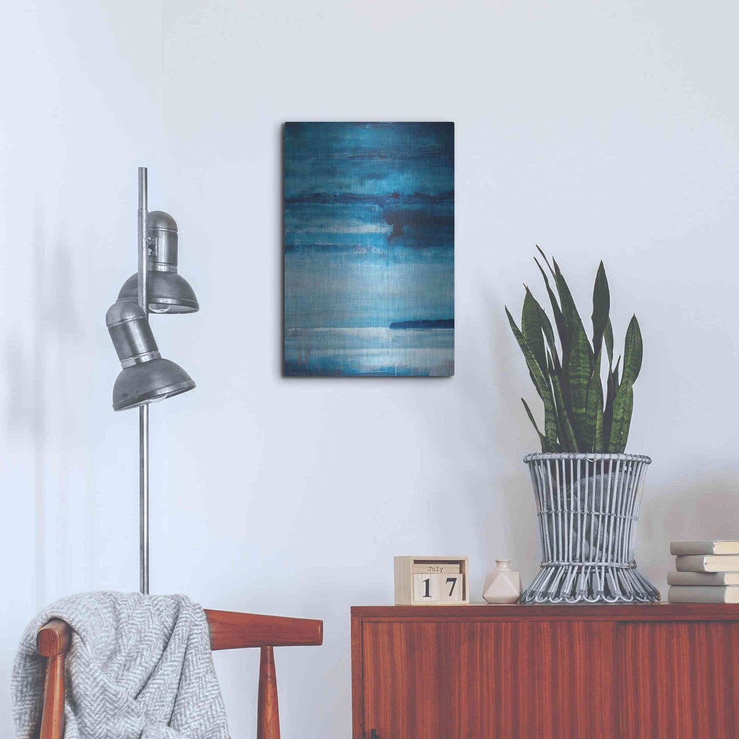 Luxe Metal Art 'Ocean Blue' by Michael A. Diliberto, Metal Wall Art,16x24