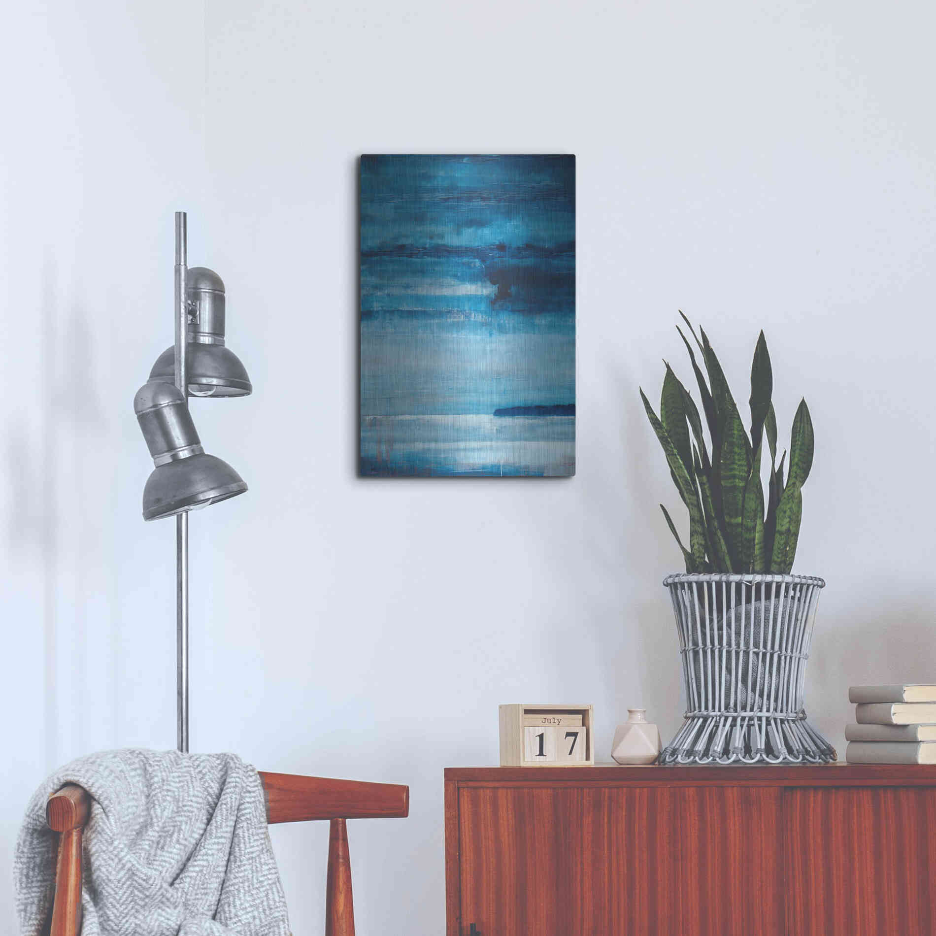 Luxe Metal Art 'Ocean Blue' by Michael A. Diliberto, Metal Wall Art,16x24