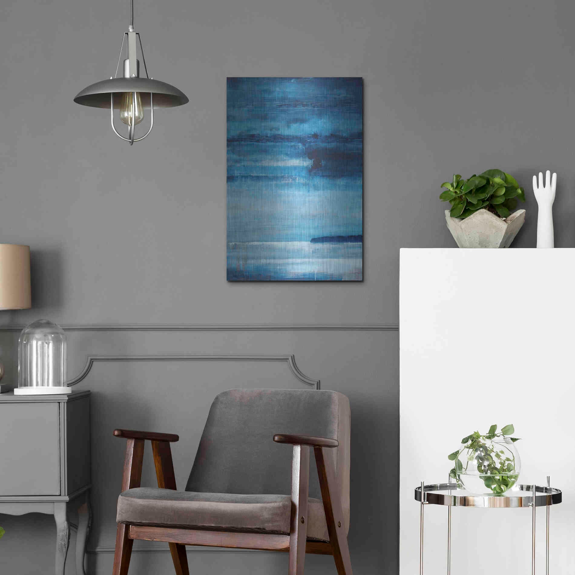 Luxe Metal Art 'Ocean Blue' by Michael A. Diliberto, Metal Wall Art,16x24