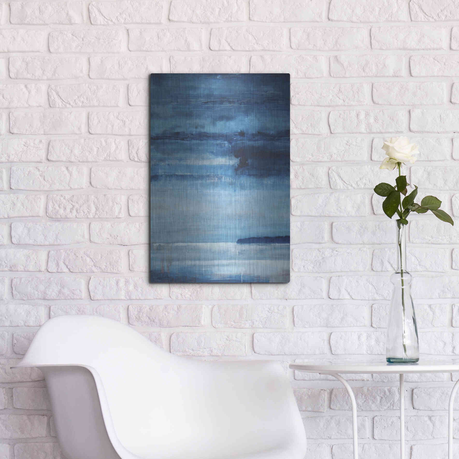 Luxe Metal Art 'Ocean Blue' by Michael A. Diliberto, Metal Wall Art,16x24