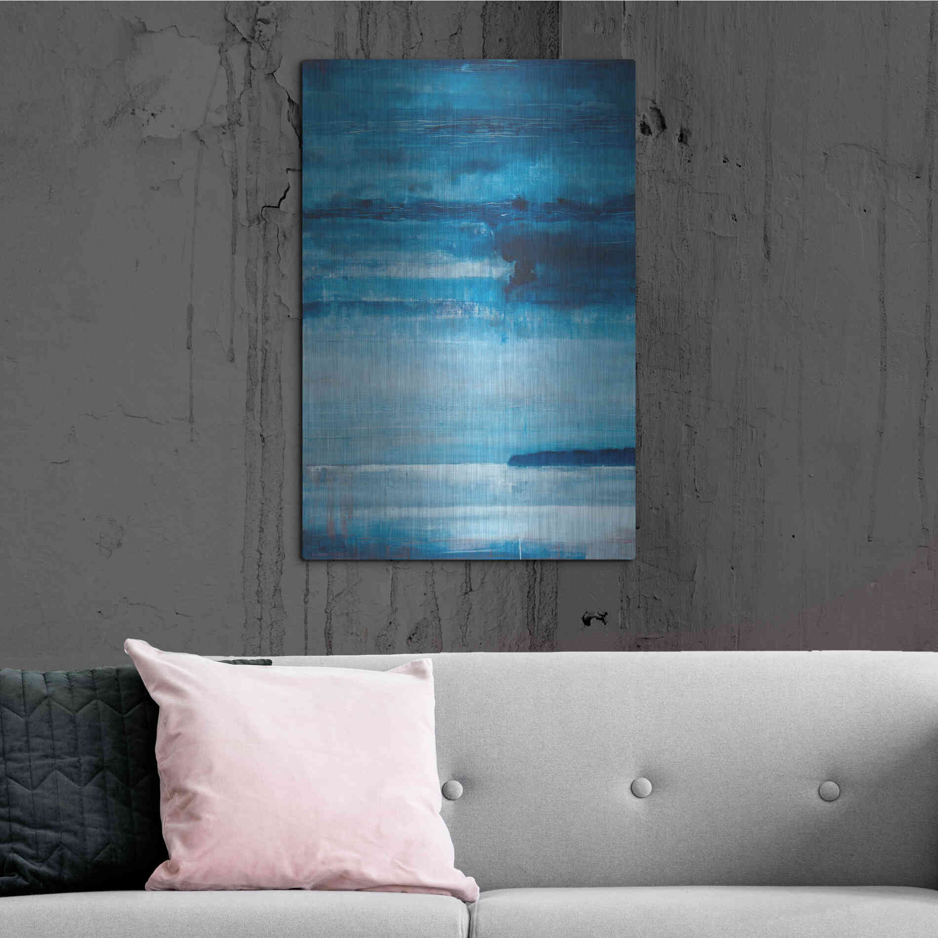 Luxe Metal Art 'Ocean Blue' by Michael A. Diliberto, Metal Wall Art,24x36