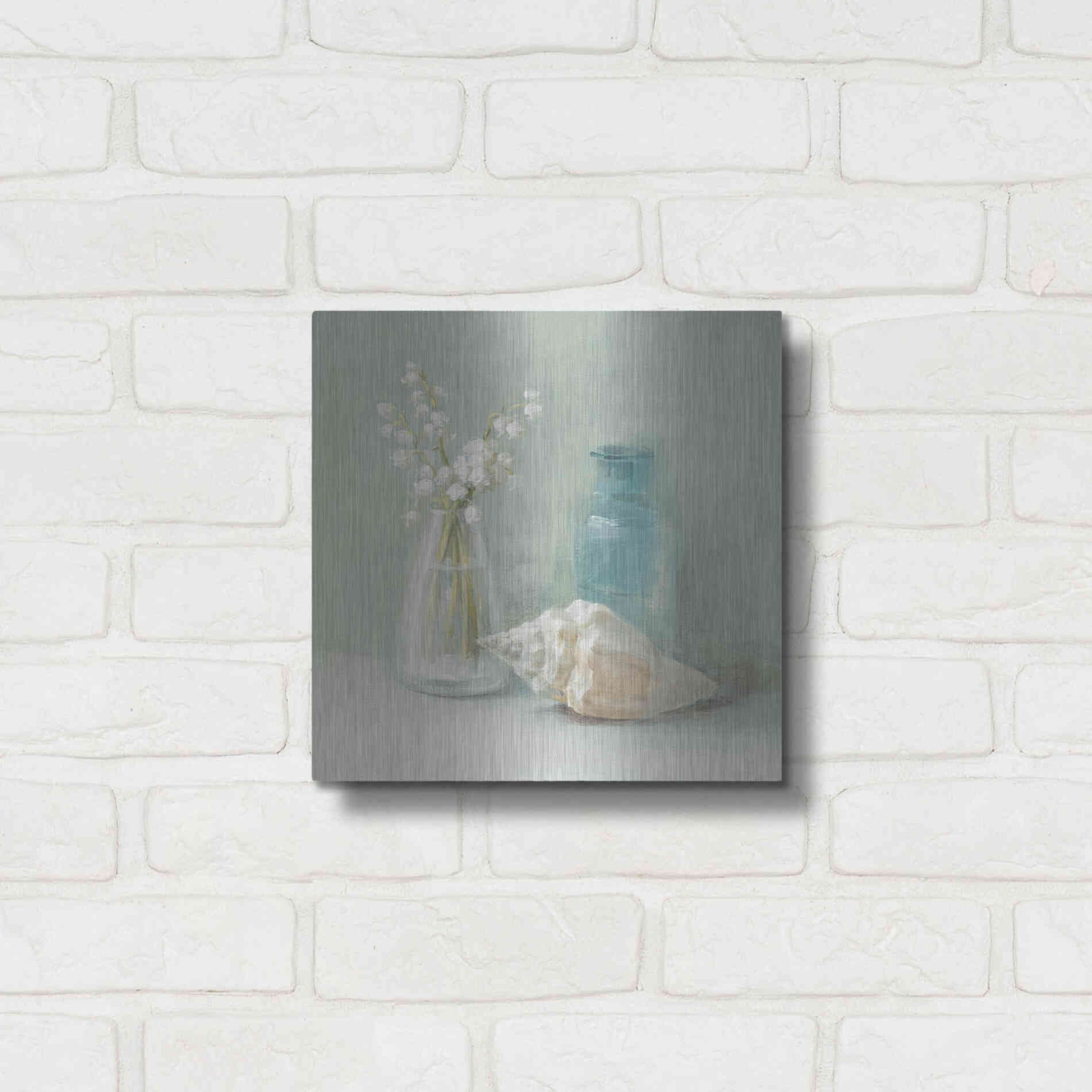 Luxe Metal Art 'Lily of the Valley Spa' by Danhui Nai, Metal Wall Art,12x12