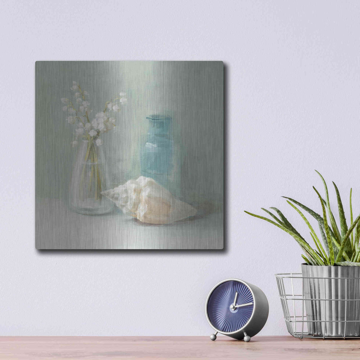Luxe Metal Art 'Lily of the Valley Spa' by Danhui Nai, Metal Wall Art,12x12