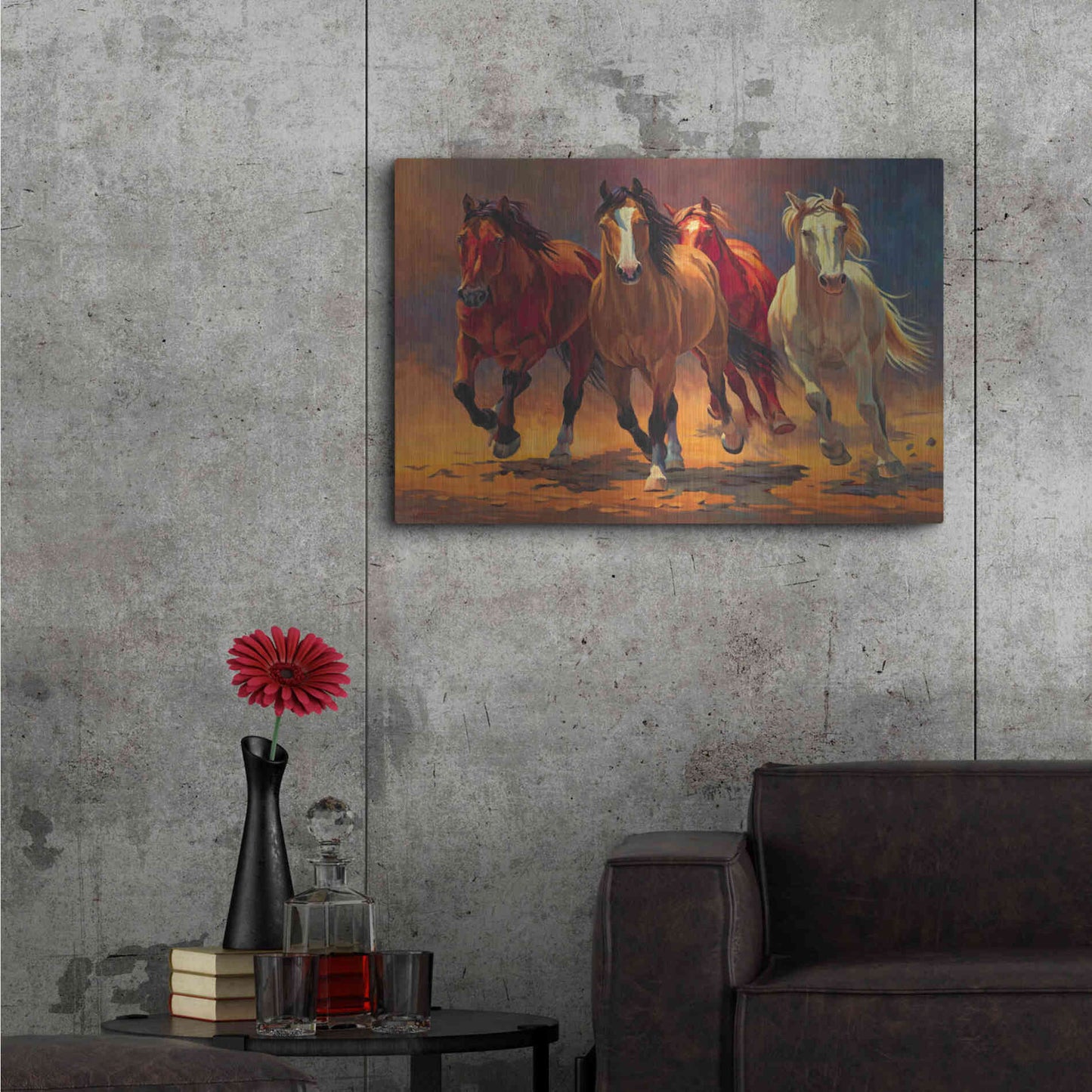 Luxe Metal Art 'Hoofbeats and Heartbeats' by Nancy Davidson, Metal Wall Art,36x24