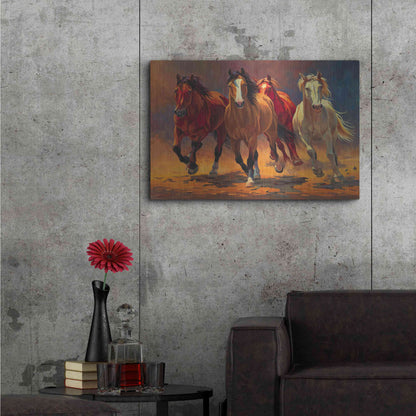 Luxe Metal Art 'Hoofbeats and Heartbeats' by Nancy Davidson, Metal Wall Art,36x24