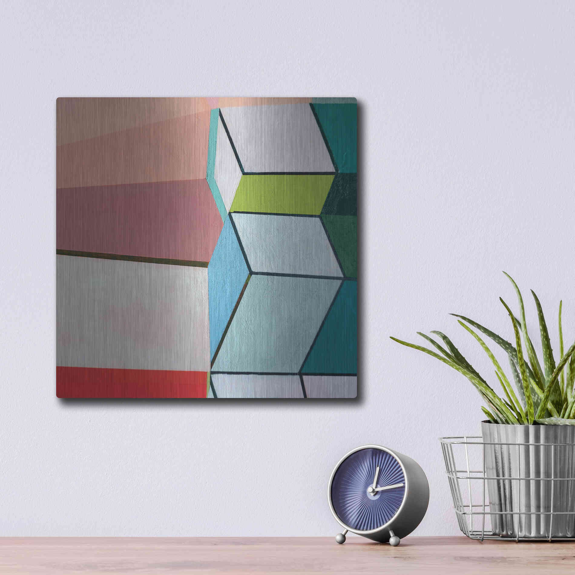 Luxe Metal Art 'Angles No. 2' by Naomi Taitz Duffy, Metal Wall Art,12x12