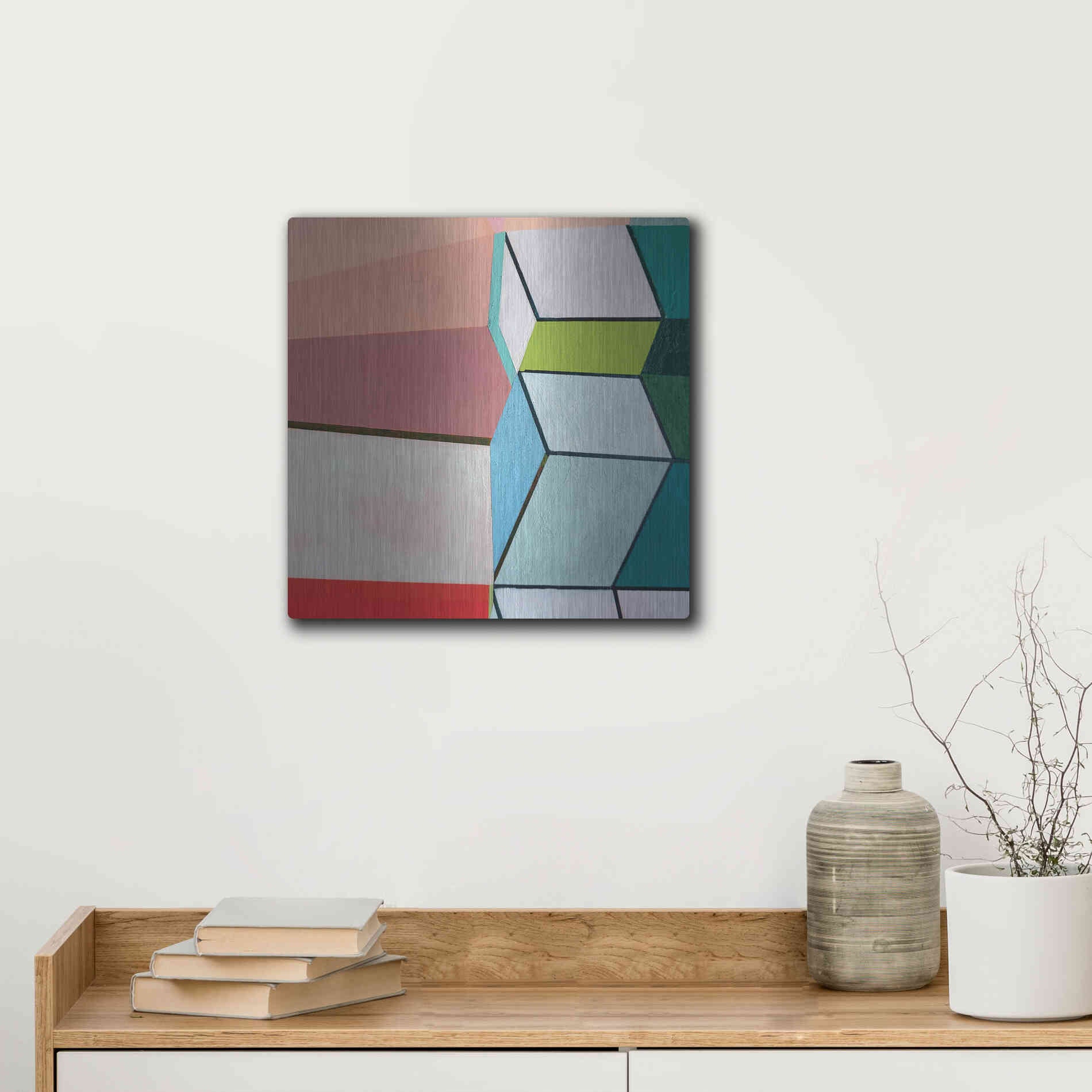 Luxe Metal Art 'Angles No. 2' by Naomi Taitz Duffy, Metal Wall Art,12x12