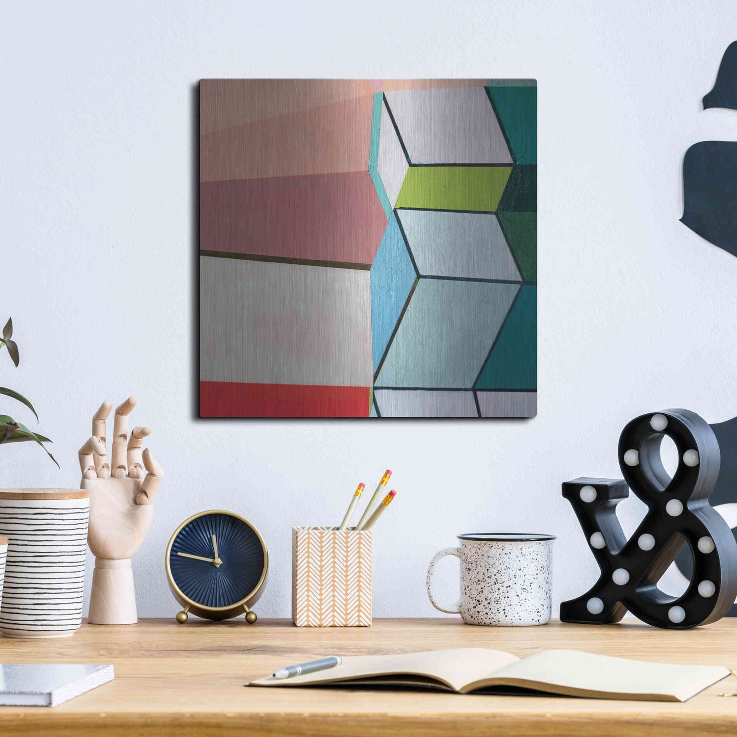 Luxe Metal Art 'Angles No. 2' by Naomi Taitz Duffy, Metal Wall Art,12x12