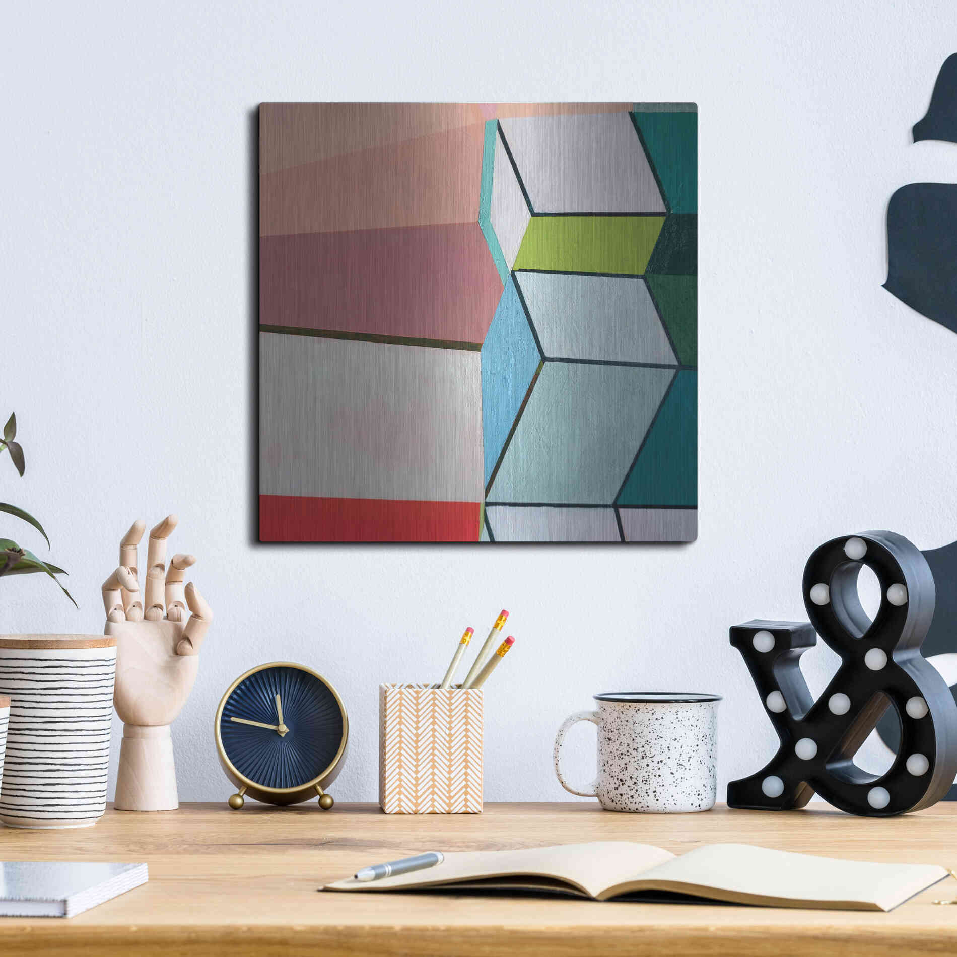 Luxe Metal Art 'Angles No. 2' by Naomi Taitz Duffy, Metal Wall Art,12x12