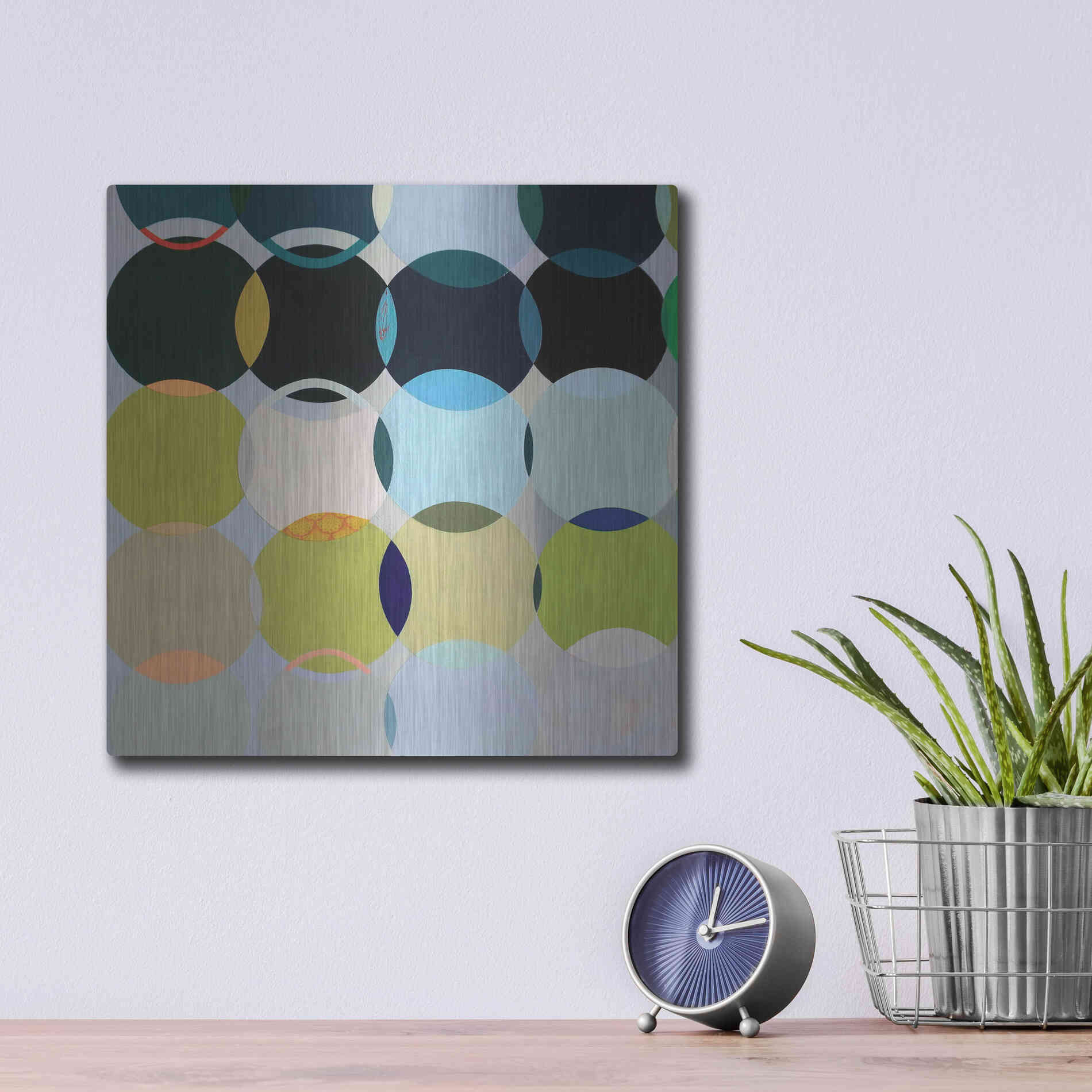 Luxe Metal Art 'Circles No. 1' by Naomi Taitz Duffy, Metal Wall Art,12x12