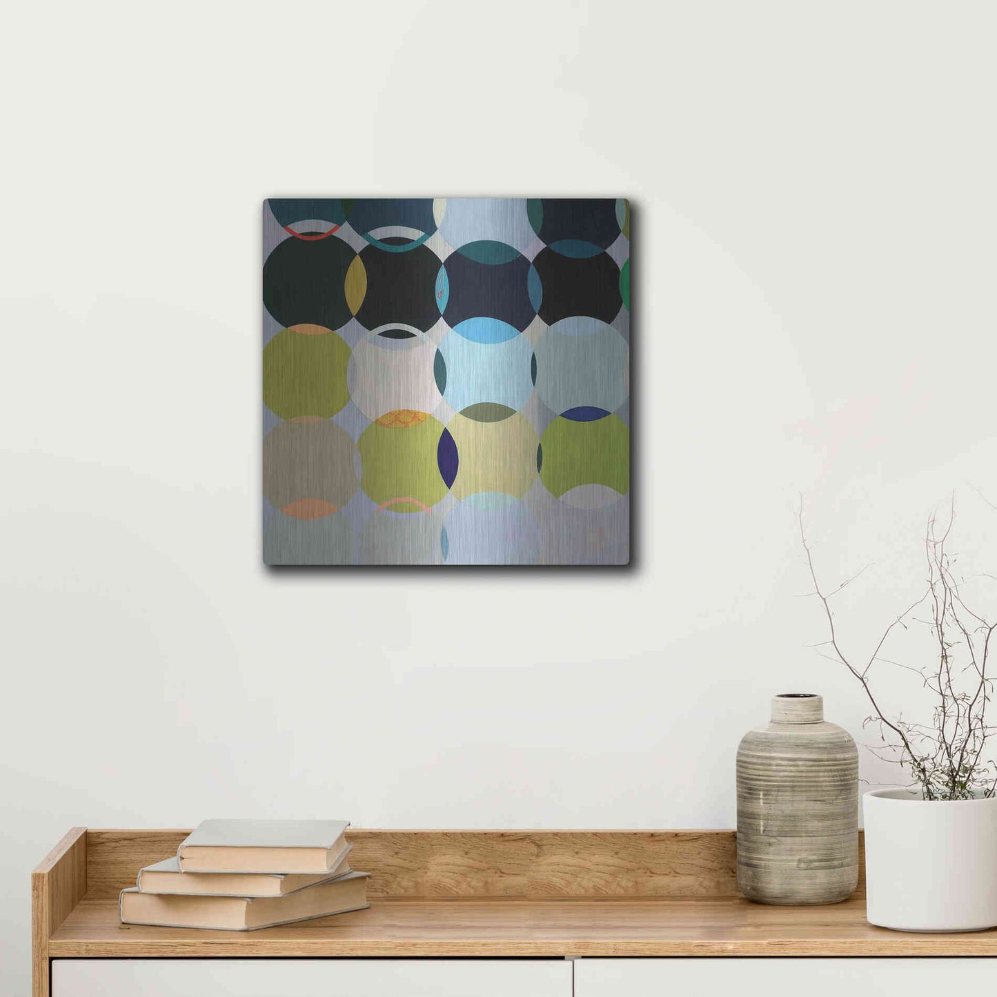 Luxe Metal Art 'Circles No. 1' by Naomi Taitz Duffy, Metal Wall Art,12x12