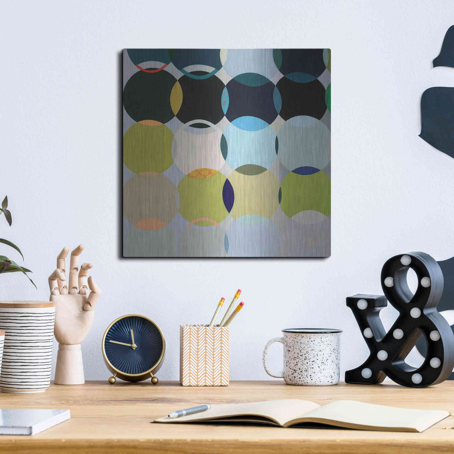 Luxe Metal Art 'Circles No. 1' by Naomi Taitz Duffy, Metal Wall Art,12x12