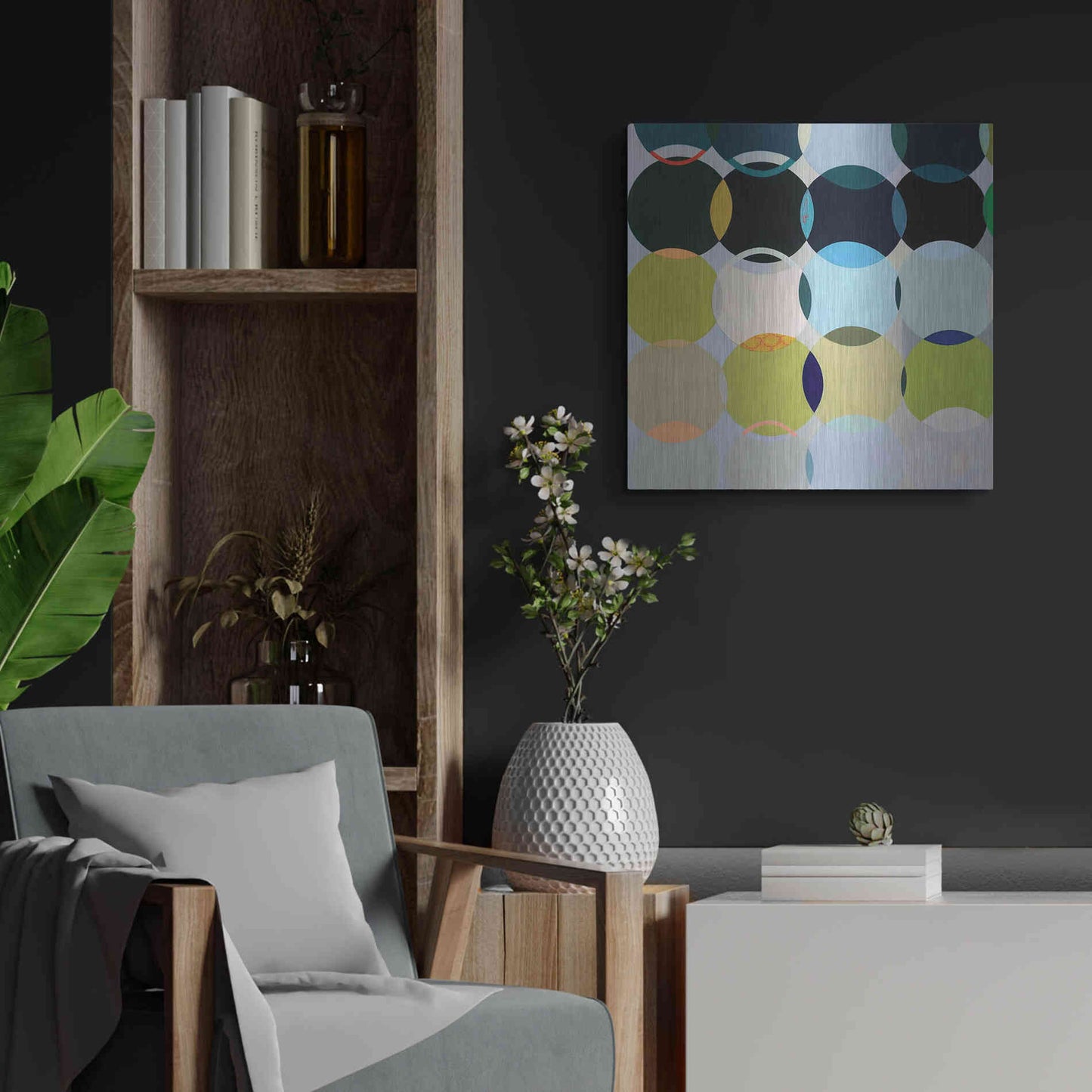 Luxe Metal Art 'Circles No. 1' by Naomi Taitz Duffy, Metal Wall Art,24x24