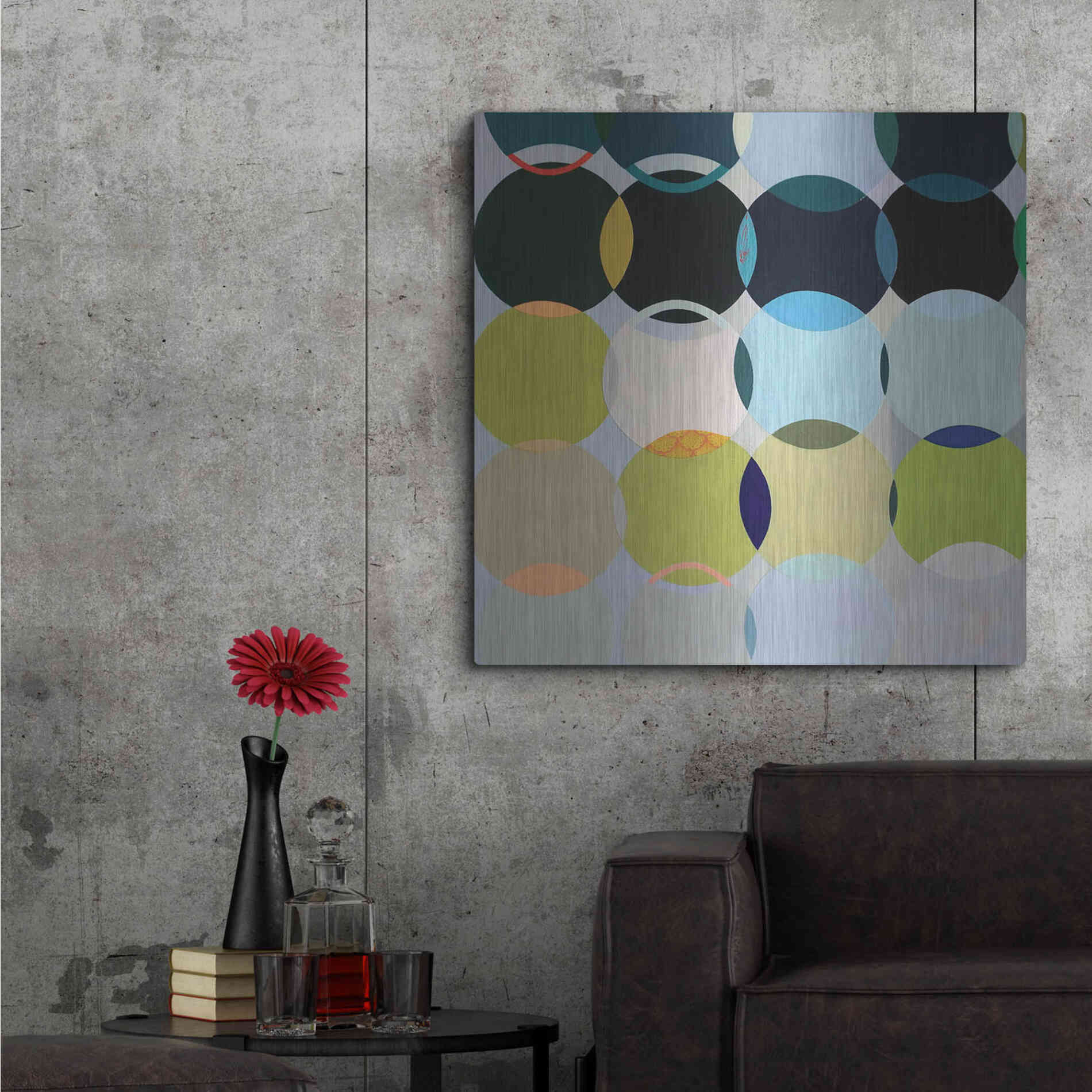 Luxe Metal Art 'Circles No. 1' by Naomi Taitz Duffy, Metal Wall Art,36x36