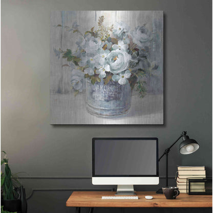 Luxe Metal Art 'Garden Blooms I Blue Crop' by Danhui Nai, Metal Wall Art,36x36