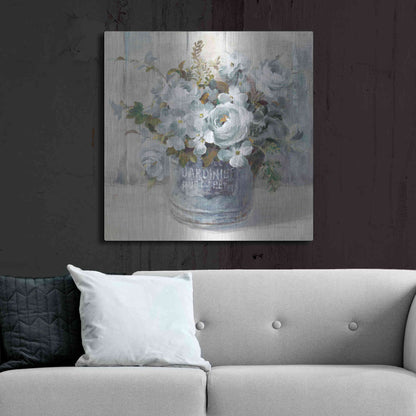 Luxe Metal Art 'Garden Blooms I Blue Crop' by Danhui Nai, Metal Wall Art,36x36