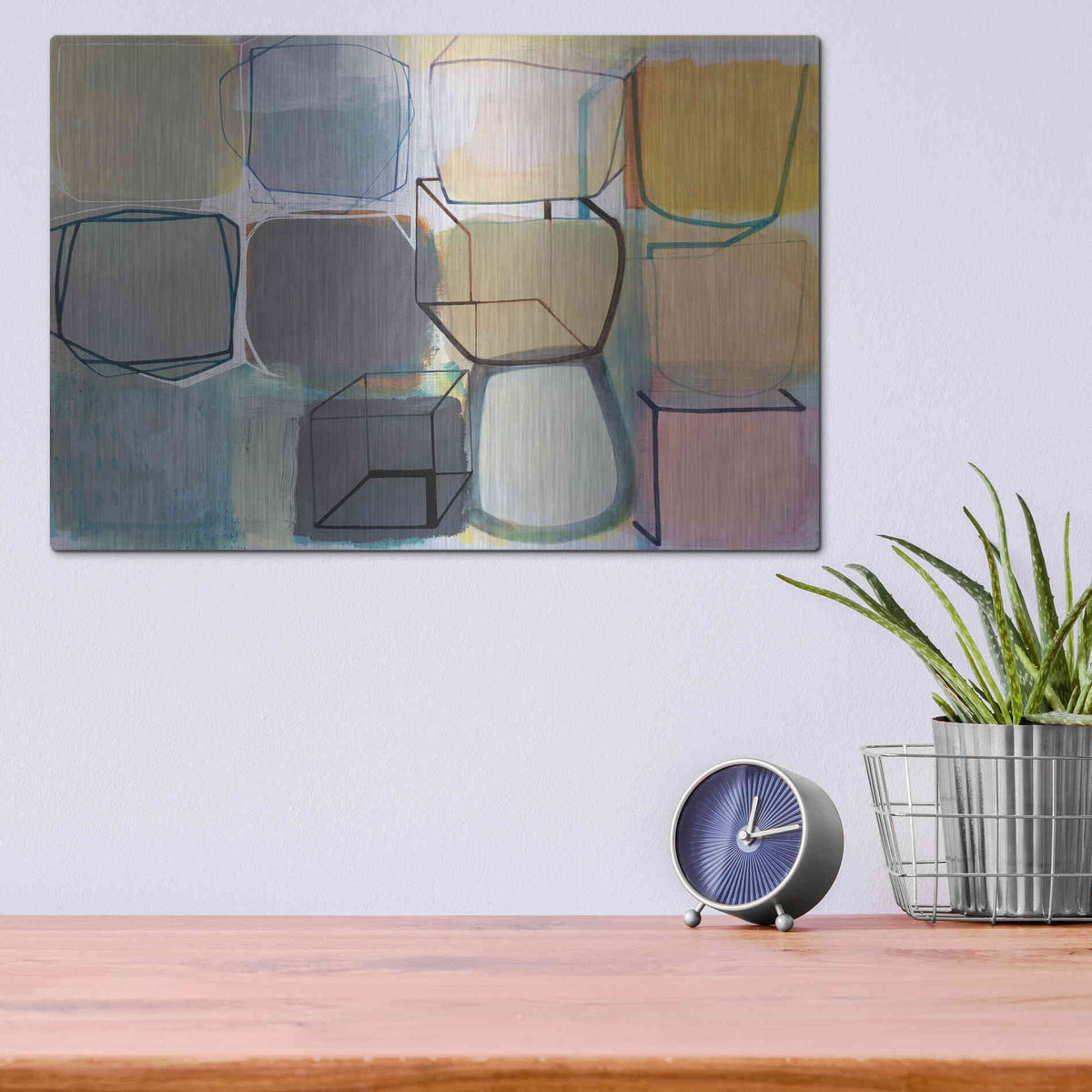 Luxe Metal Art 'Paper Abstract 2' by Naomi Taitz Duffy, Metal Wall Art,16x12