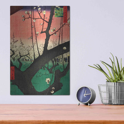 Luxe Metal Art 'Plum Park Kameido' by Ando Hiroshige, Metal Wall Art,12x16