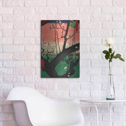 Luxe Metal Art 'Plum Park Kameido' by Ando Hiroshige, Metal Wall Art,16x24