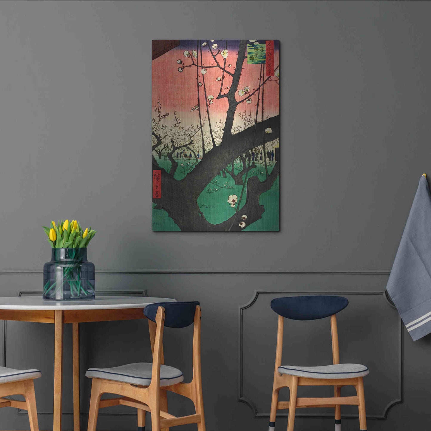 Luxe Metal Art 'Plum Park Kameido' by Ando Hiroshige, Metal Wall Art,24x36