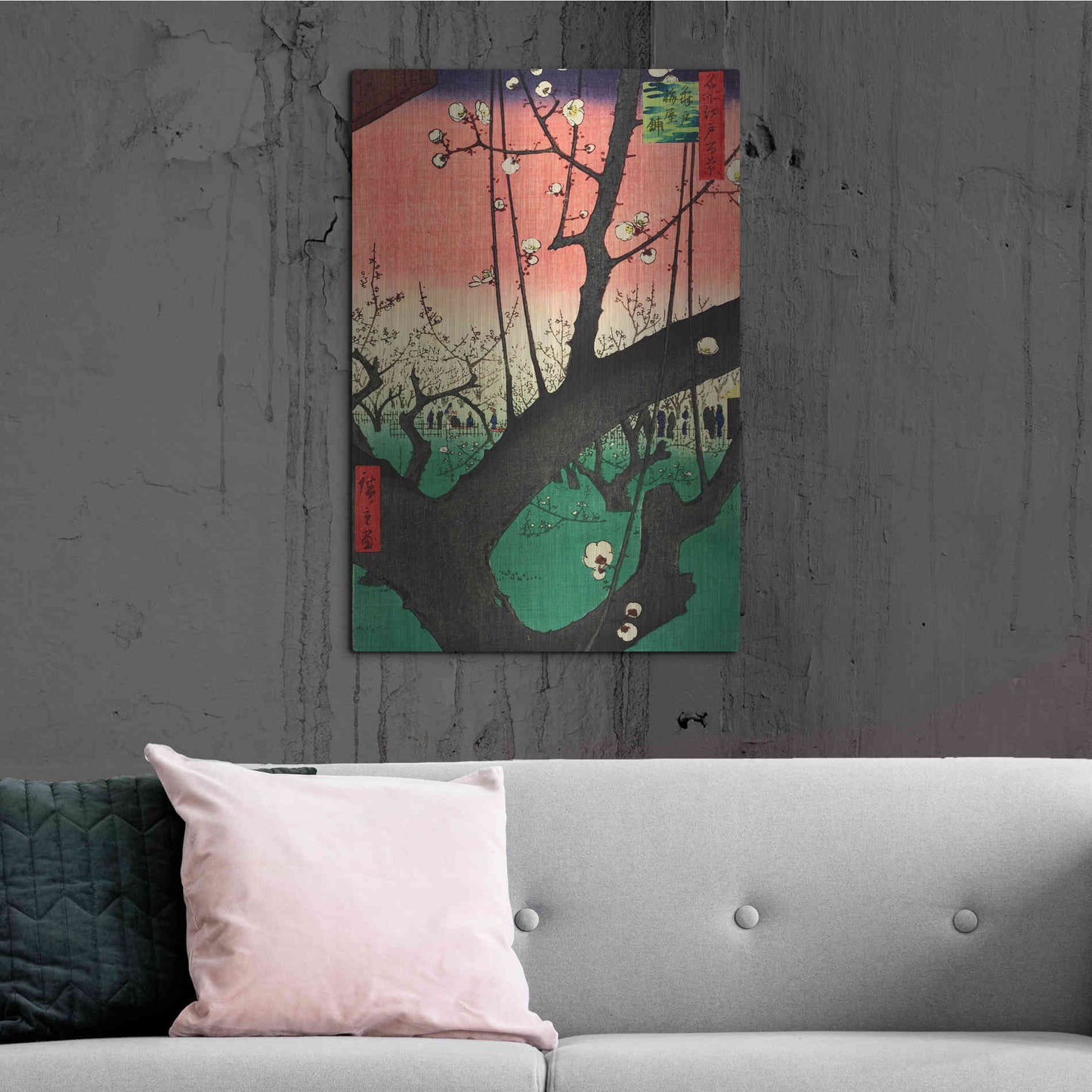 Luxe Metal Art 'Plum Park Kameido' by Ando Hiroshige, Metal Wall Art,24x36